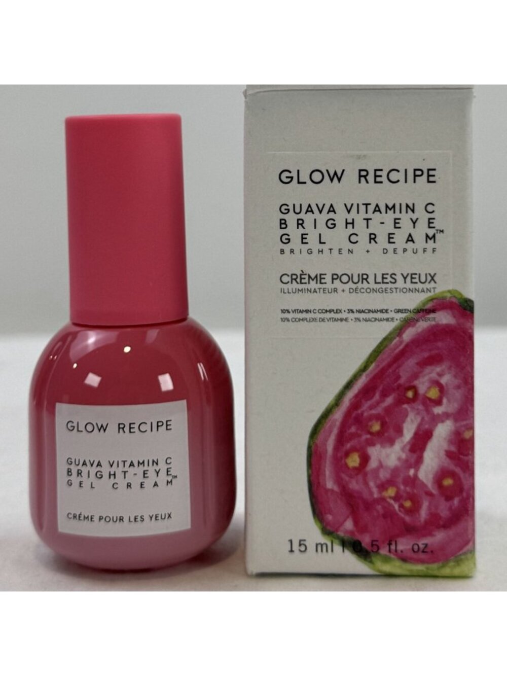 Glow Recipe Guava Vitamin C Bright-Eye Gel Cream 15ml Depuff Dark Circles NEW
